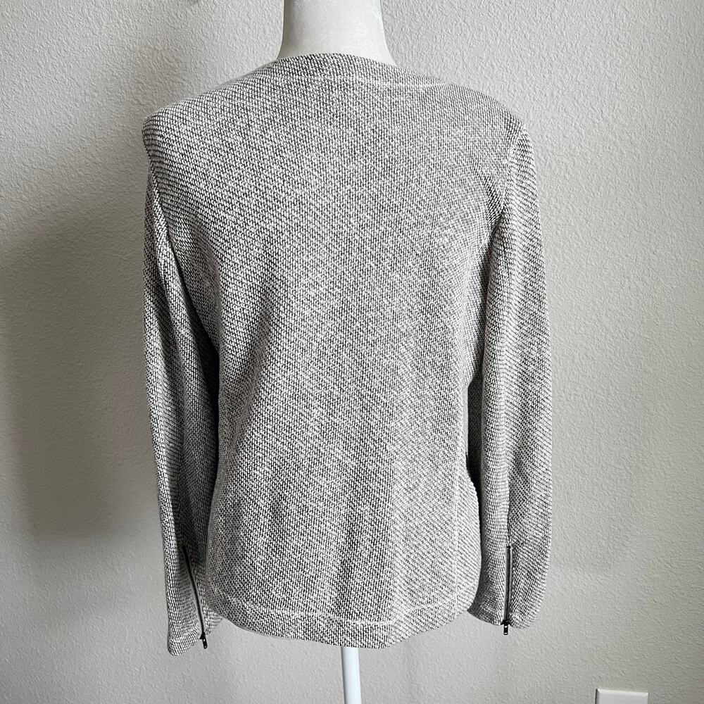 Eileen Fisher Gray Moto Zip Knit Sweater Jacket Women's L Organic Cotton Pockets - Picture 4 of 8
